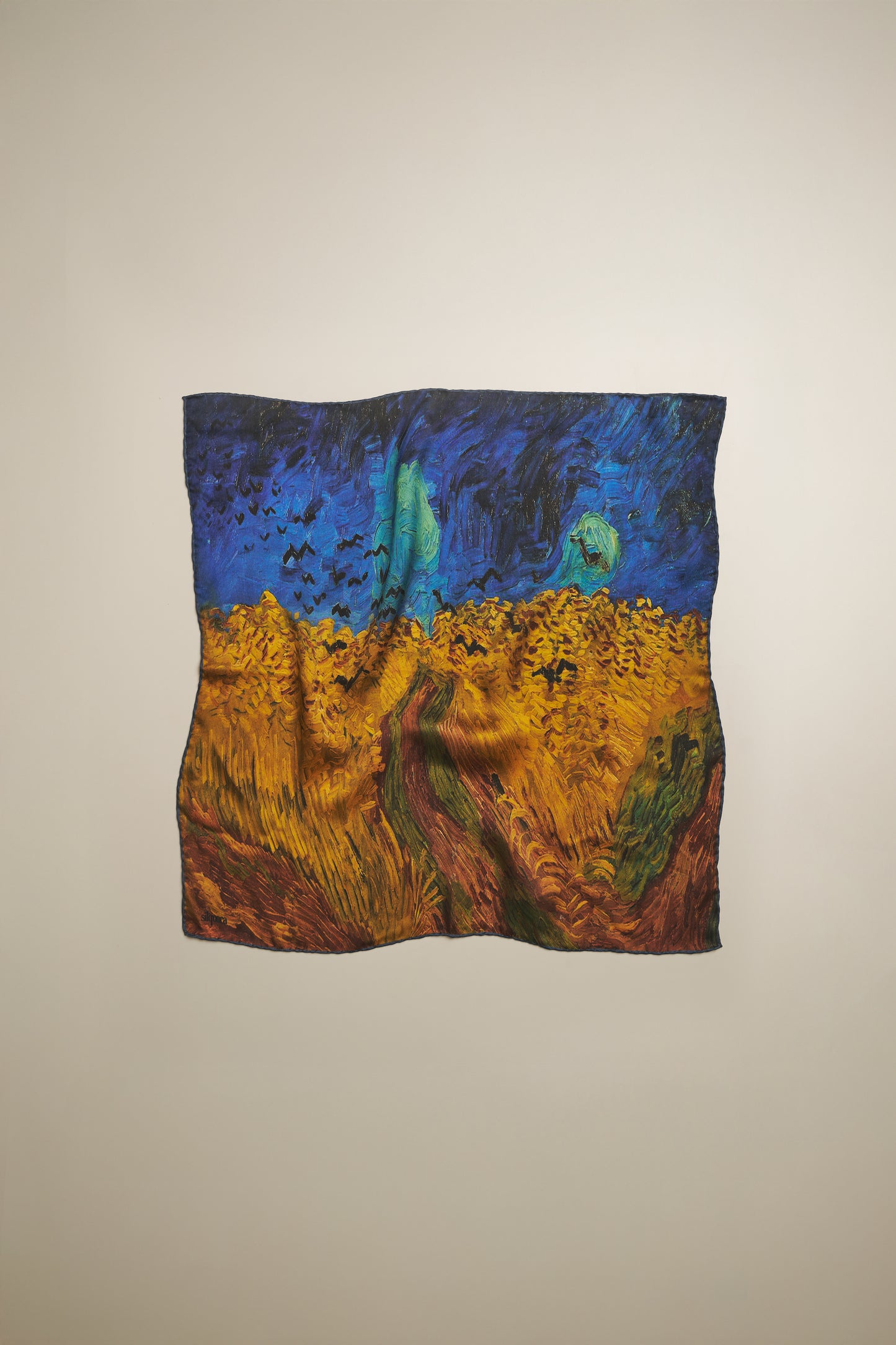 İpek Bandana Fular Art Collection-Vincent Van Gogh (Buğday Tarlası ve Kargalar)