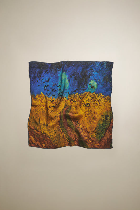 İpek Bandana Fular Art Collection-Vincent Van Gogh (Buğday Tarlası ve Kargalar)