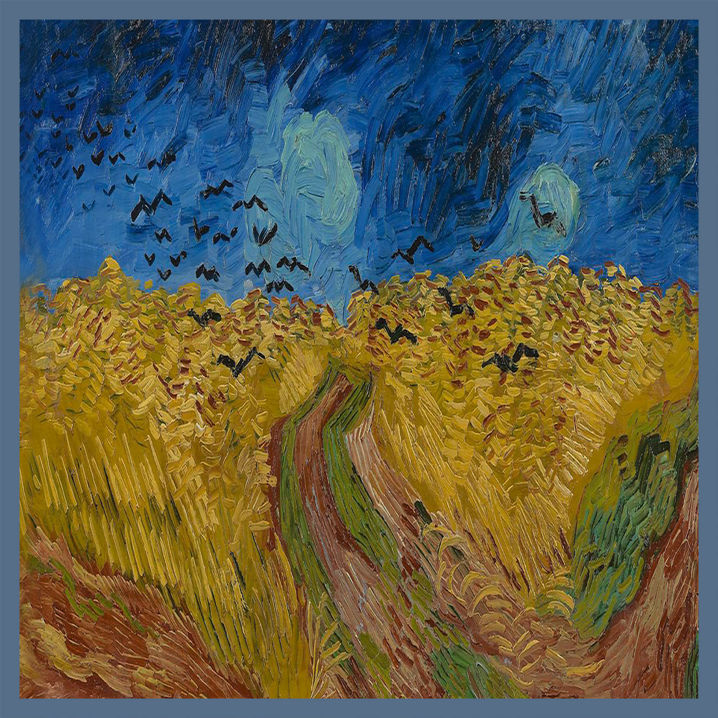 İpek Bandana Fular Art Collection-Vincent Van Gogh (Buğday Tarlası ve Kargalar)